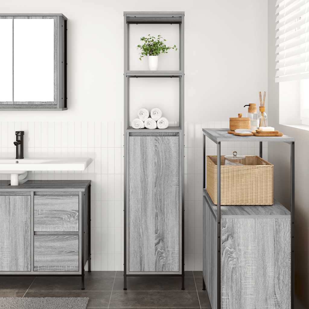 Thumbnail - vidaXL Badschrank mit Regalen Grau Sonoma 36x35x165 cm