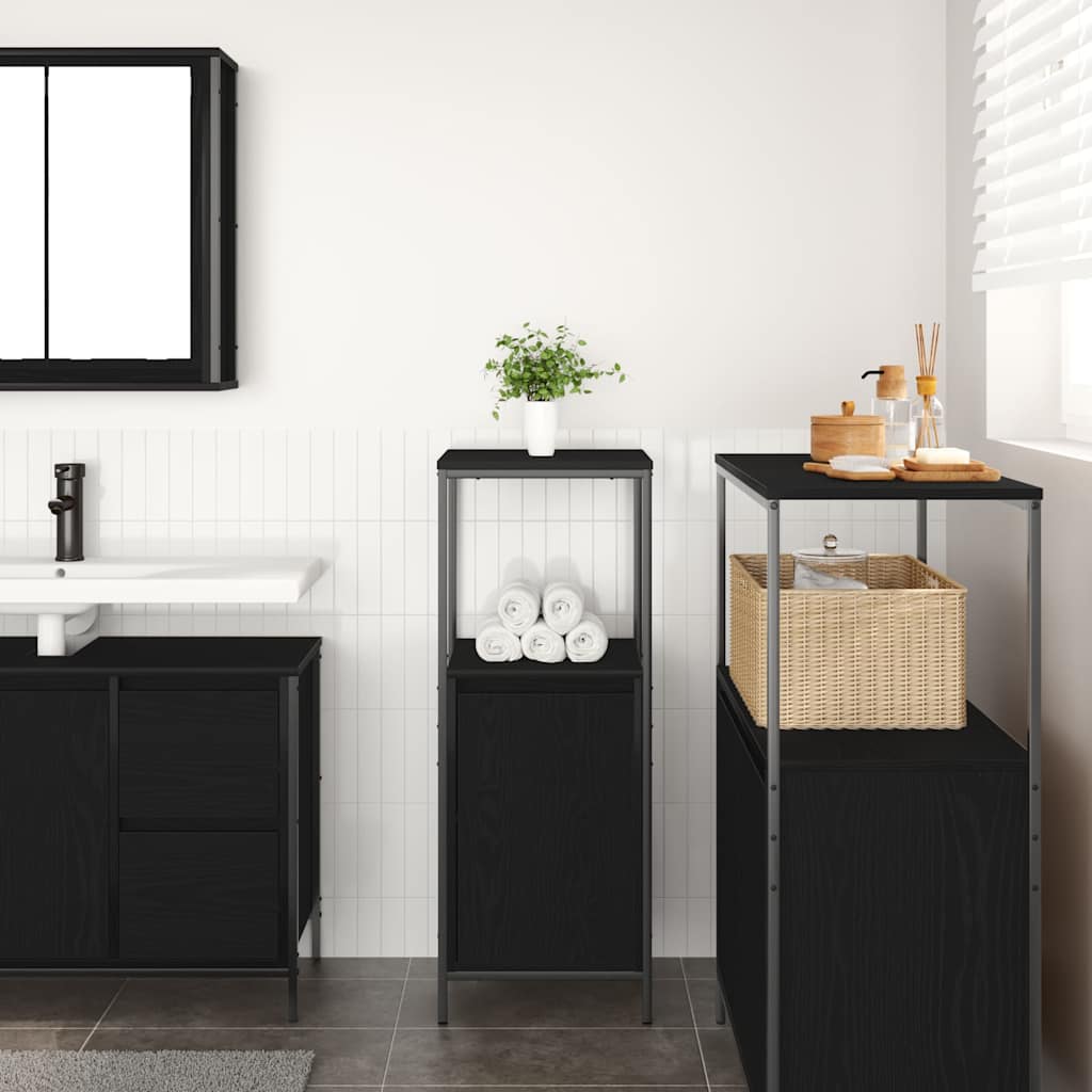 vidaXL Badkamermeubel met planken 36x35x95 cm zwart eikenkleurig afbeelding