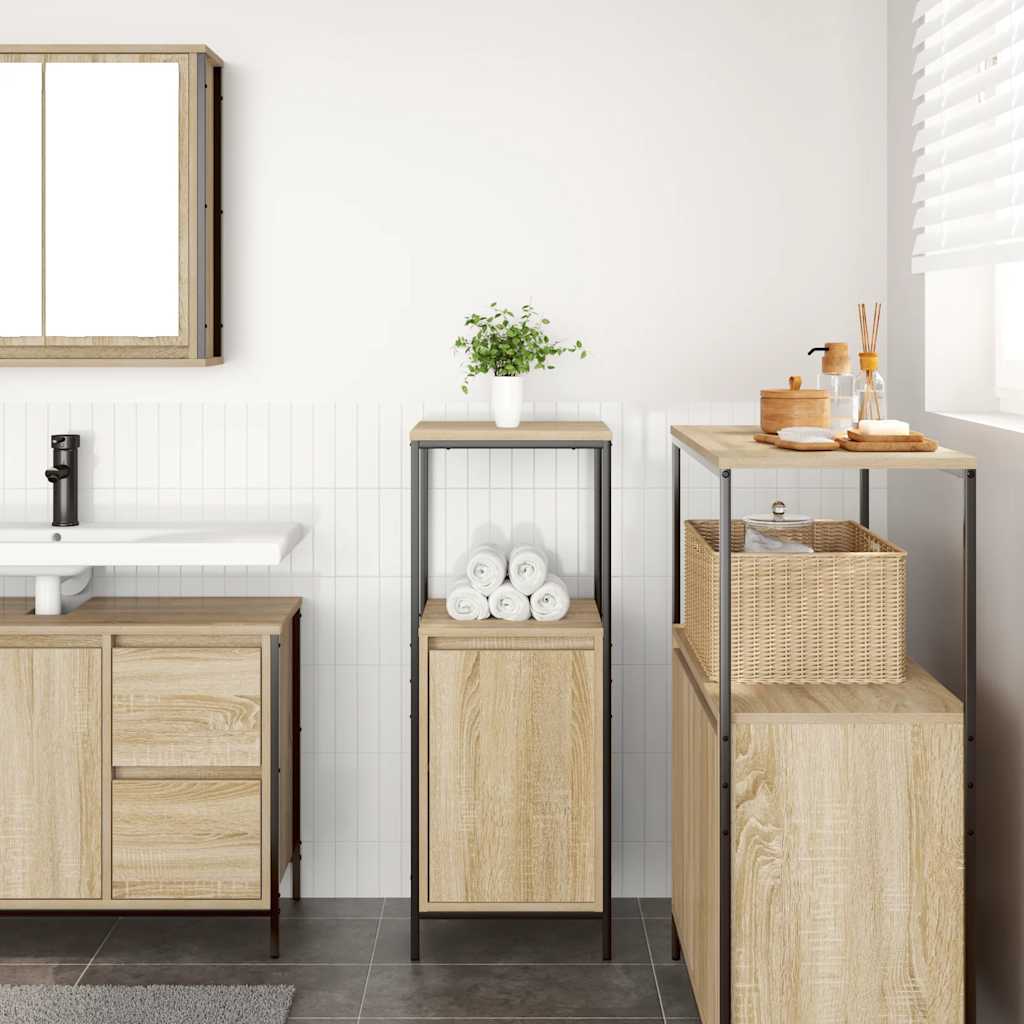 vidaXL Badkamermeubel met planken 36x35x95 cm Sonoma eikenkleurig afbeelding