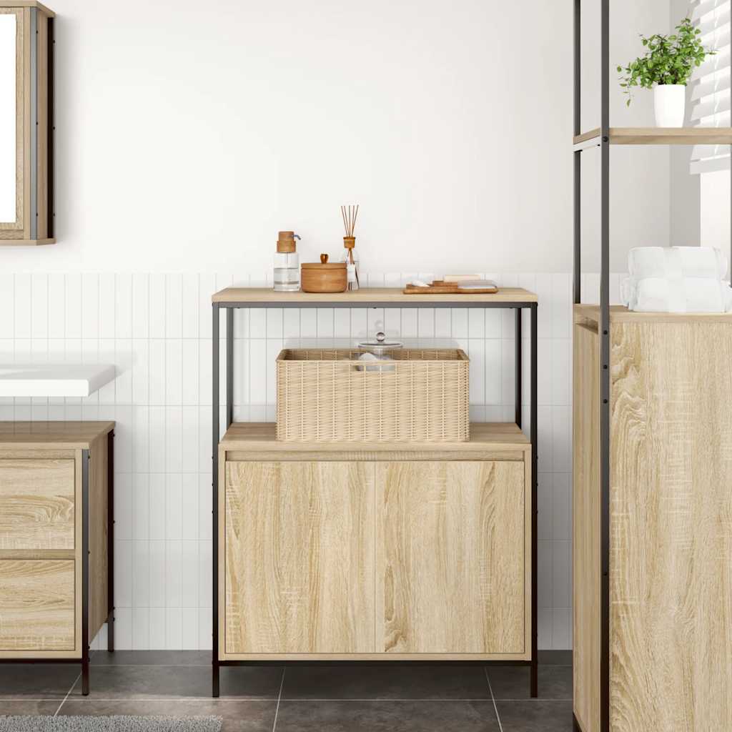 vidaXL Badkamermeubel met planken 76,5x35x95 cm Sonoma eikenkleurig afbeelding
