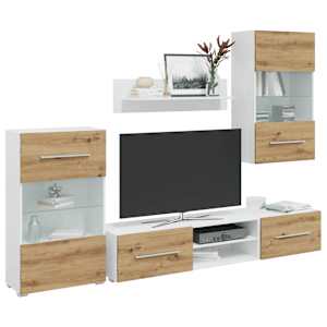 5dílná TV stolky s LED osvětlením dub artisan kompozitní dřevo
