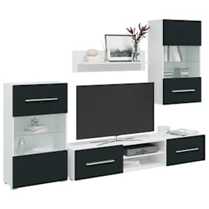 5 kosov TV enot z LED osvetlitvijo Matt Indigo Engineered Wood