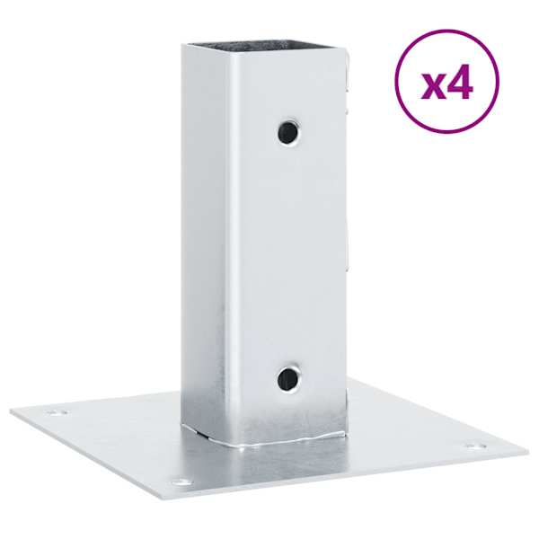 vidaXL postialused ruudukujulised 4 tk, 51x51 mm, tsingitud teras