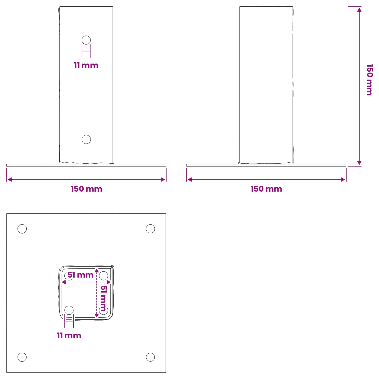 vidaXL Pfostenträger Quadratisch 12 Stk. Silber 51x51mm Stahl Verzinkt – Bild 10