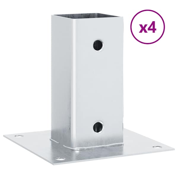 vidaXL postialused ruudukujulised 4 tk, 61x61 mm, tsingitud teras