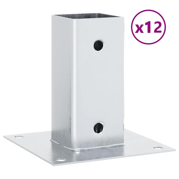 vidaXL postialused ruudukujulised 12 tk, 71x71 mm, tsingitud teras