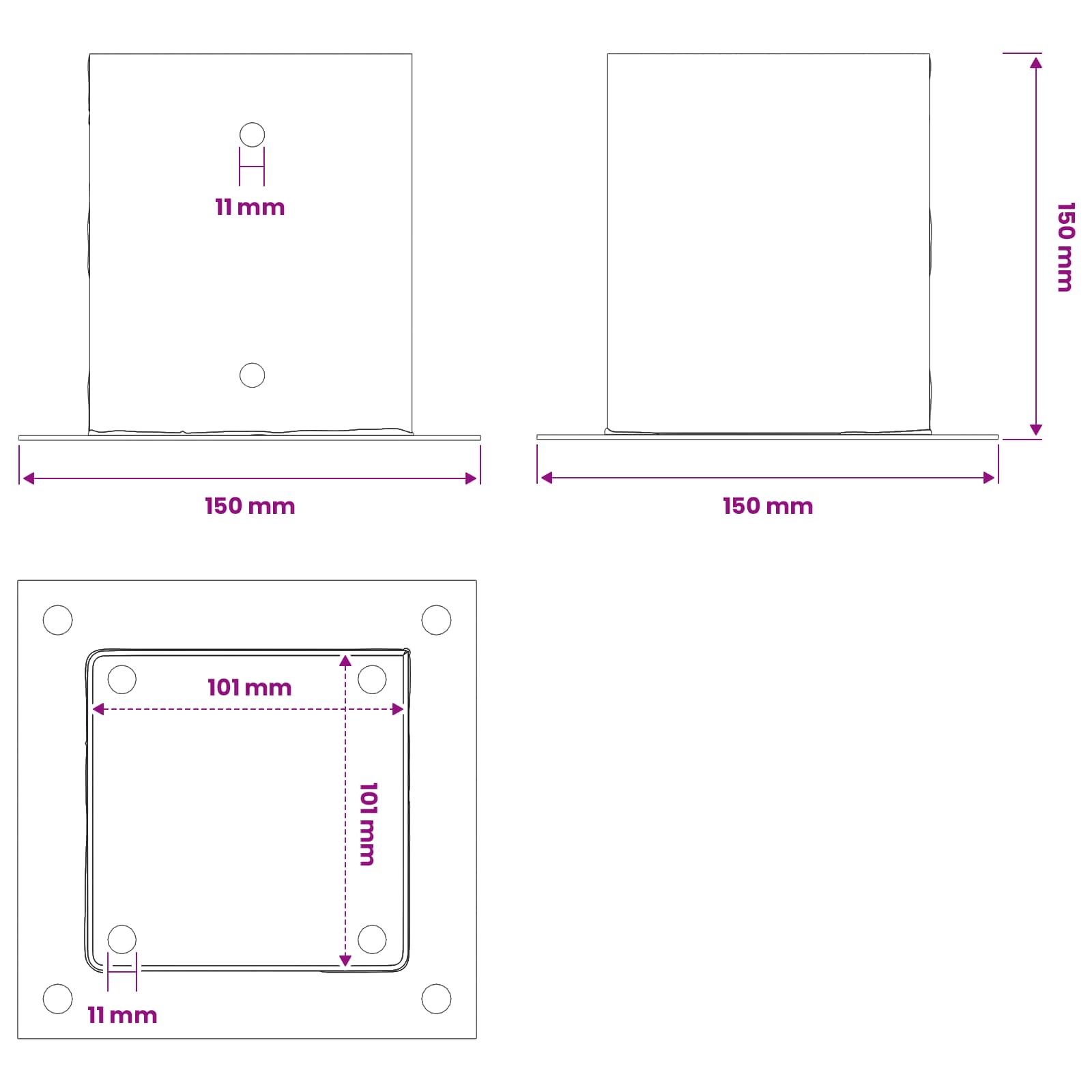 vidaXL Pfostenträger Quadratisch 12 Stk. 101x101mm Stahl Verzinkt – Bild 10