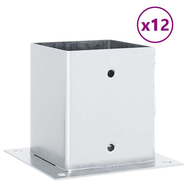 vidaXL postialused ruudukujulised 12 tk, 121x121 mm, tsingitud teras