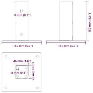Podstavce pod sloupky čtvercové 12 ks antracit 46x46 mm - obrázek 11