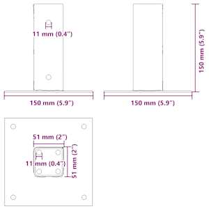 Podstavce pod sloupky čtvercové 4 ks antracit 51x51 mm - obrázek 11