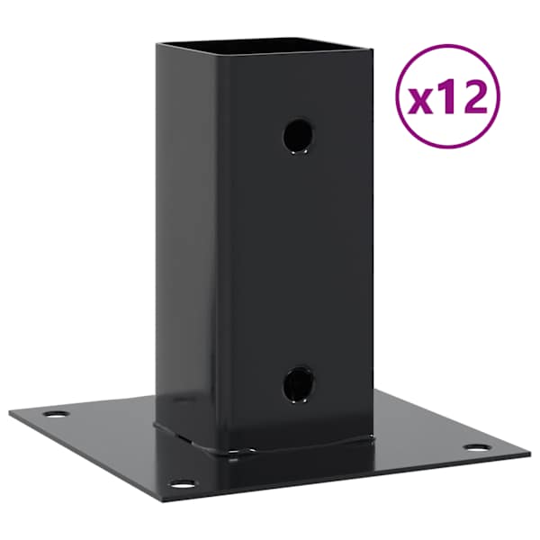 vidaXL postialused ruudukujulised 12tk, 71x71 mm, pulberv&auml;rvitud teras