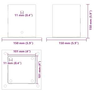 Podstavce pod sloupky čtvercové 4 ks Antracit 101x101 mm - obrázek 10