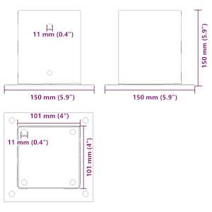 Podstavce pod sloupky čtvercové 12 ks Antracit 101x101 mm - obrázek 10