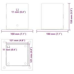 Podstavce pod sloupky čtvercové 12 ks antracit 121x121 mm - obrázek 10
