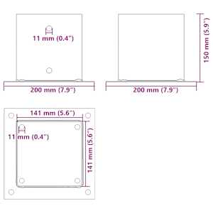 Podstavce pod sloupky čtvercové 12 ks antracit 141x141 mm - obrázek 10