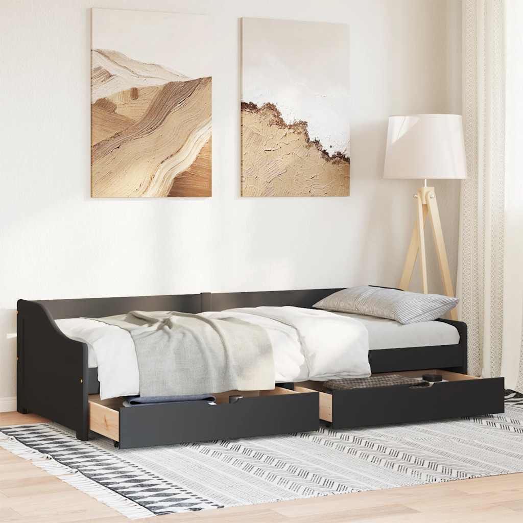 vidaXL -sohvasänky kahdella laatikolla ilman patjaa IRUN musta 90x200cm