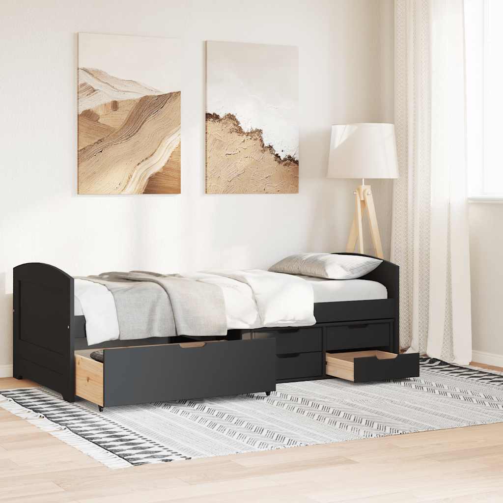 vidaXL Slaapbank met 5 lades zonder matras IRUN 90x200 cm zwart afbeelding