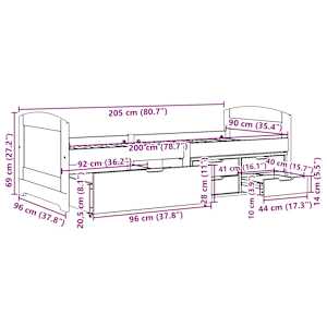 Válenda se 5 zásuvkami bez matrace černé IRUN 90x200 cm - obrázek 10