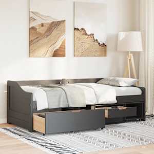 Válenda se 3 zásuvkami bez matrace černé IRUN 90x200 cm - obrázek 3