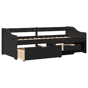 Válenda se 3 zásuvkami bez matrace černé IRUN 90x200 cm - obrázek 6