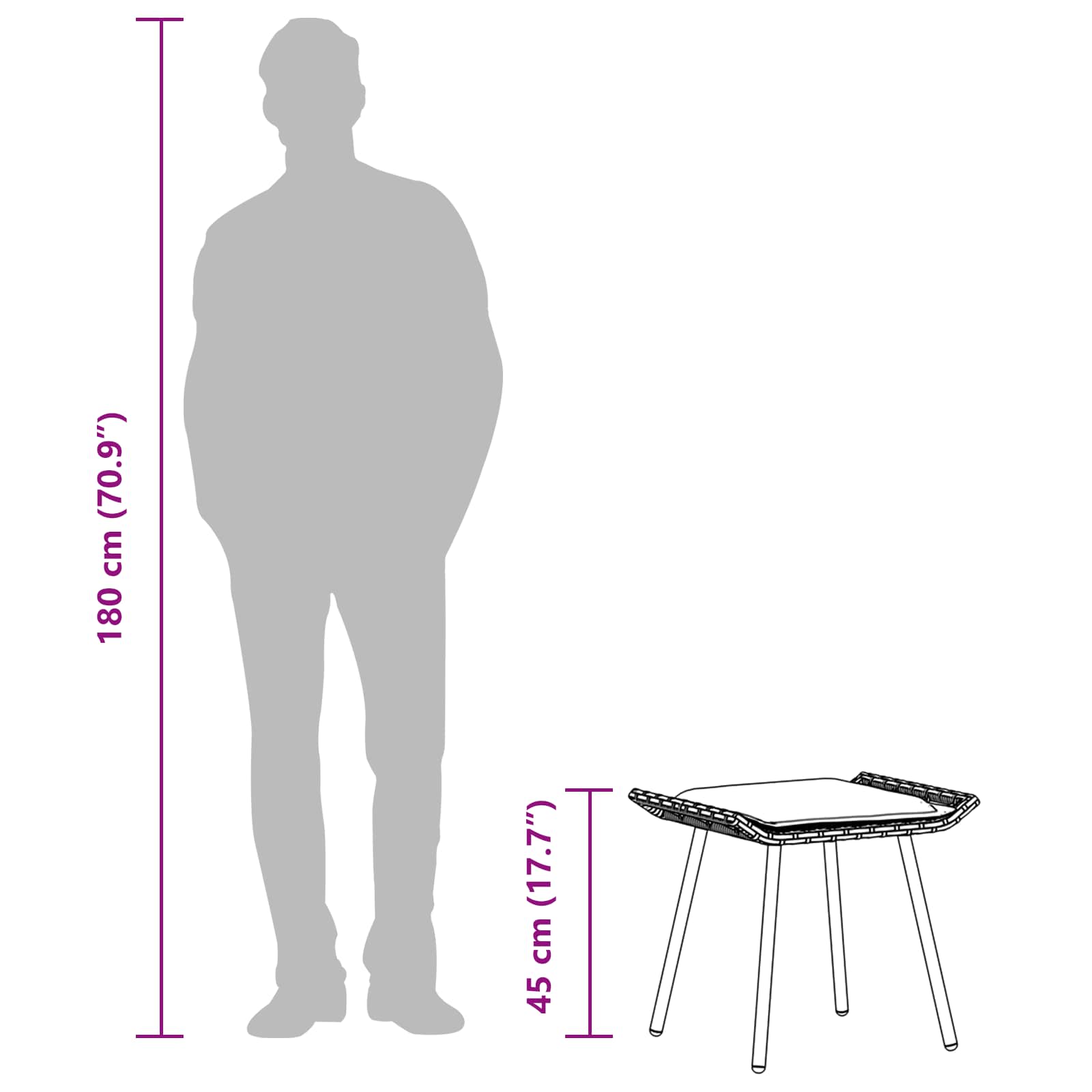 Dārza soliņš ar spilvenu 2 pcs Daba 50 x 40 x 45cm Tērauds