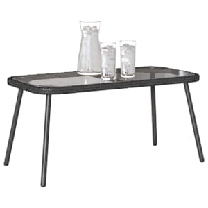 Konferenční stolek Černá 90 x 45 x 43 cm Polyratan a sklo - obrázek 2