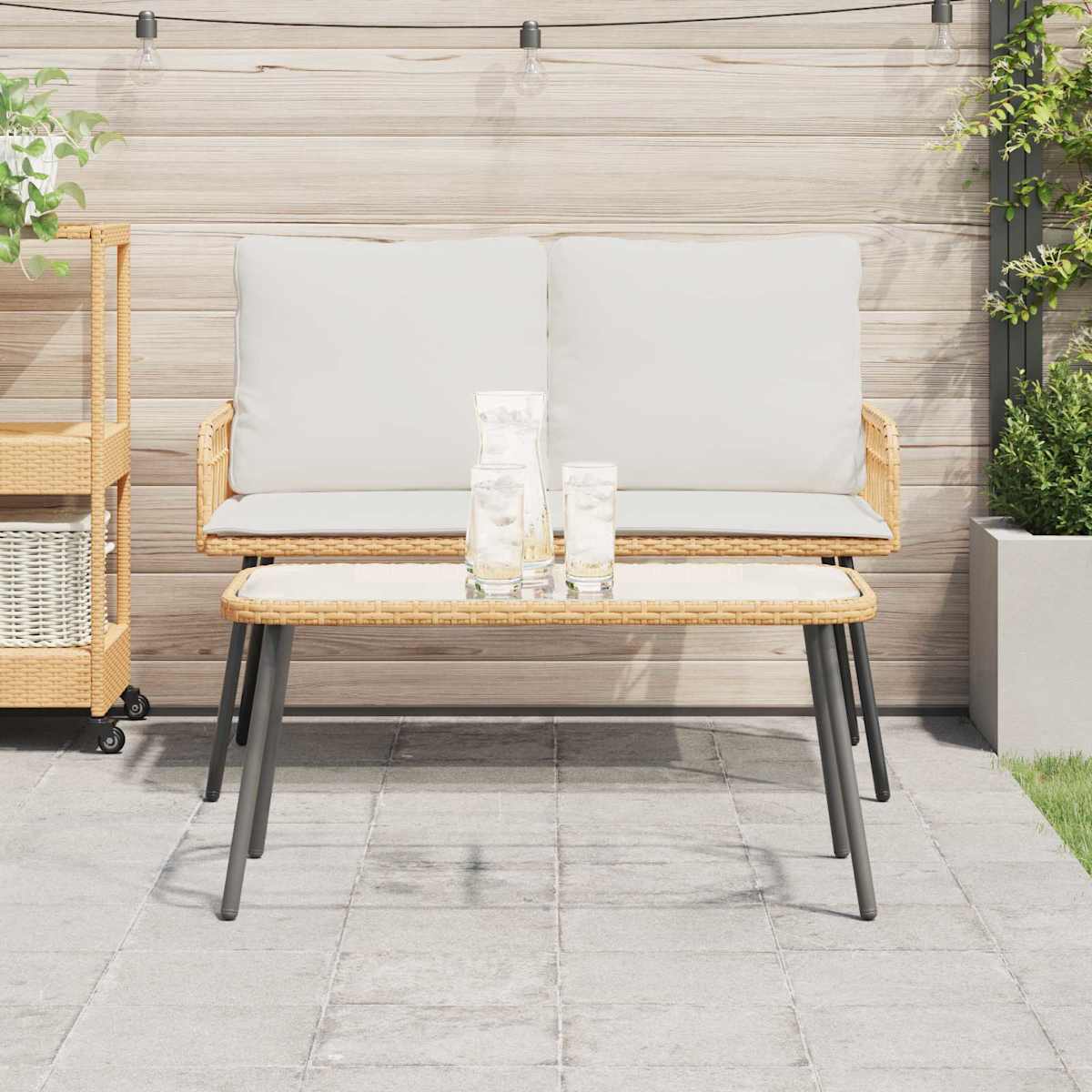 Sofabord 90 x 45 x 43 cm polyrattan - Billede 4