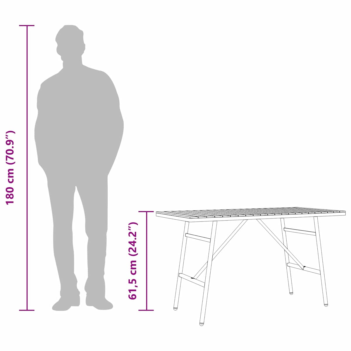Spisebord Brun 110 x 55 x 61,5 cm Massivt Akacietræ - Billede 8