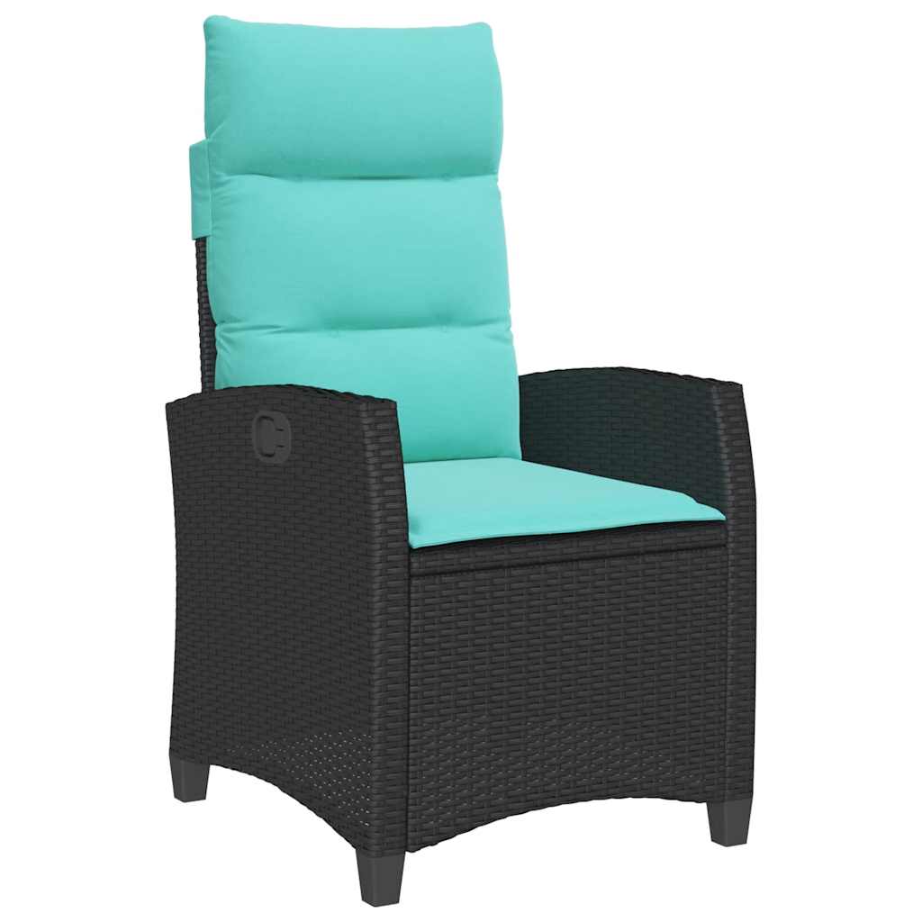 Thumbnail - vidaXL Gartensessel mit Beistelltisch Verstellbar Schwarz Poly Rattan