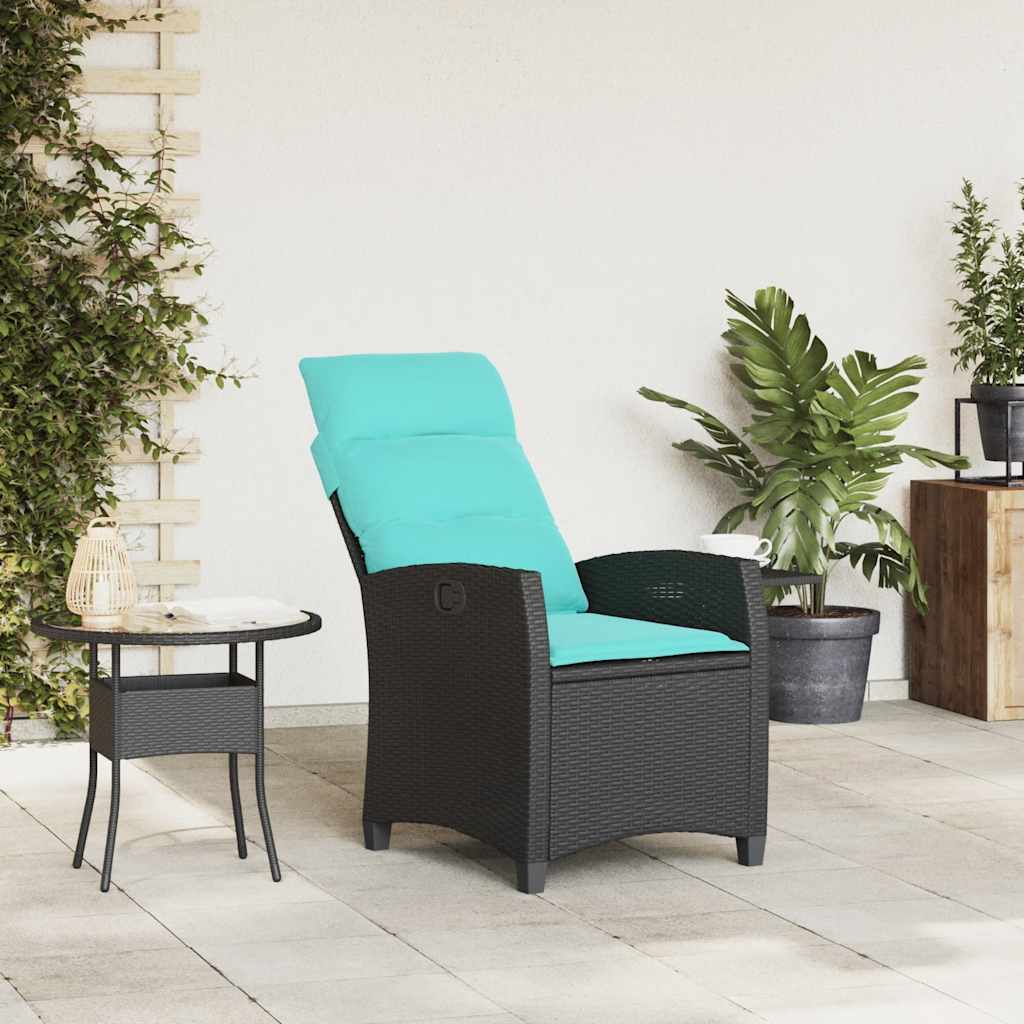 Thumbnail - vidaXL Gartensessel mit Beistelltisch Verstellbar Schwarz Poly Rattan