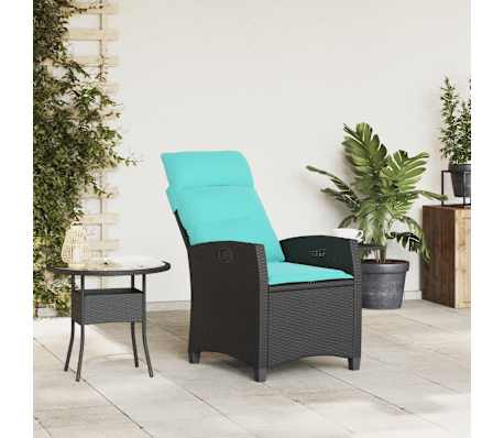 vidaXL Chaise de jardin inclinable avec table d'appoint noir polyrotin