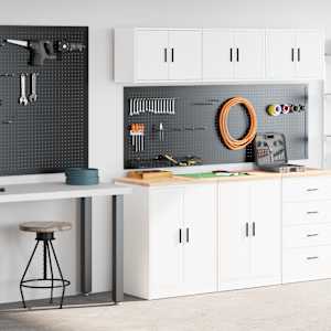 Garažne omare 2 kosa bel inženirski les