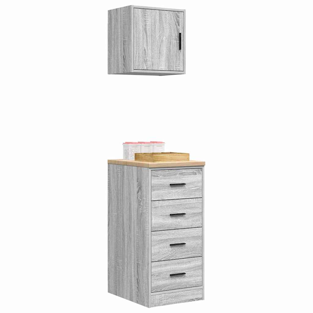 vidaXL Garagekasten 2 st bewerkt hout sonoma grijs afbeelding
