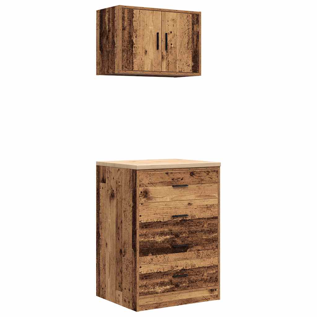 Thumbnail - vidaXL Garagenschränke 2 Stk. Altholz-Optik Holzwerkstoff