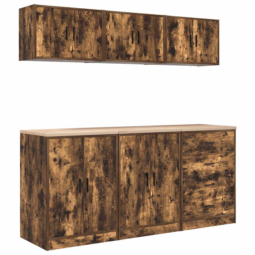 Thumbnail - vidaXL Garagenschränke 6 Stk. Räuchereiche Holzwerkstoff