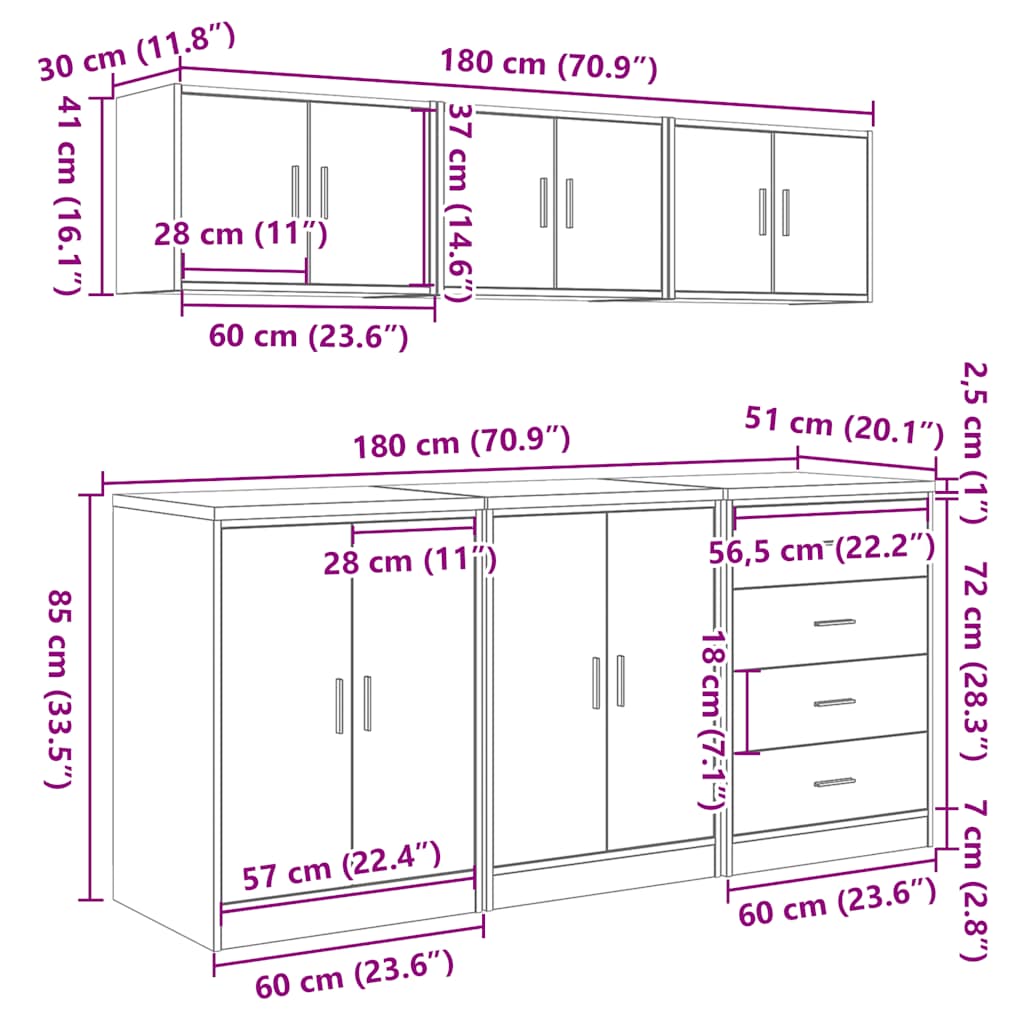 vidaXL Garagenschränke 6 Stk. Altholz-Optik Holzwerkstoff – Bild 16