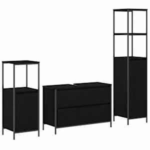 vidaXL Vannitoa m&ouml;&ouml;bleset 3 tk Must tamm 90 x 34,5 x 60 cm Tehispuit