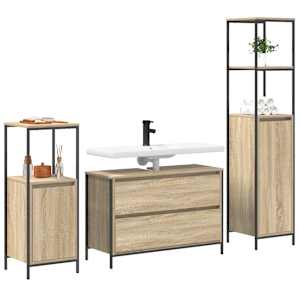 Sada koupelnového nábytku 3 pcs Sonoma dub kompozitní dřevo - obrázek 3