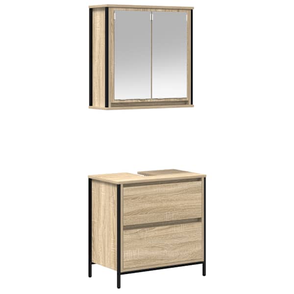 vidaXL 2-osaline vannitoam&ouml;&ouml;bli komplekt, Sonoma tamm, t&ouml;&ouml;deldud puit