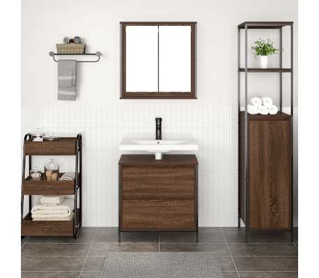 vidaXL Set de muebles ba&ntilde;o 2 pzas madera contrachapada marr&oacute;n roble