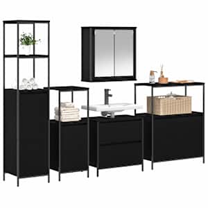 Sada koupelnového nábytku 5 pcs Černá 76.5 x 35 x 95 cm - obrázek 3