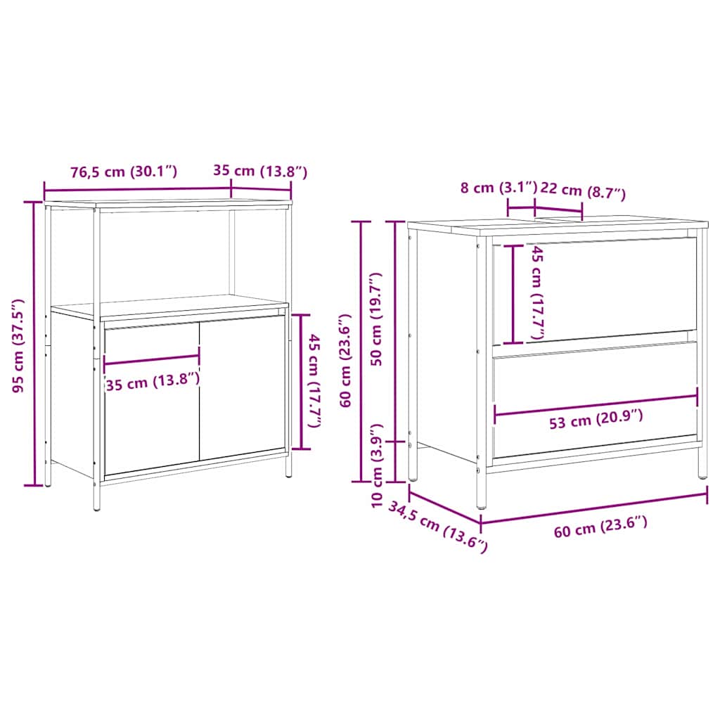 Sada koupelnového nábytku 5 pcs Černá 76.5 x 35 x 95 cm - obrázek 16