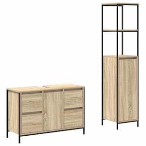Sada koupelnového nábytku se zásuvkou 2 pcs Sonoma dub a černá - obrázek 2