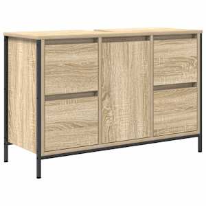 Sada koupelnového nábytku se zásuvkou 3 pcs Sonoma dub a černá - obrázek 5
