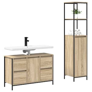 Sada koupelnového nábytku se zásuvkou 2 pcs Sonoma dub a černá - obrázek 3