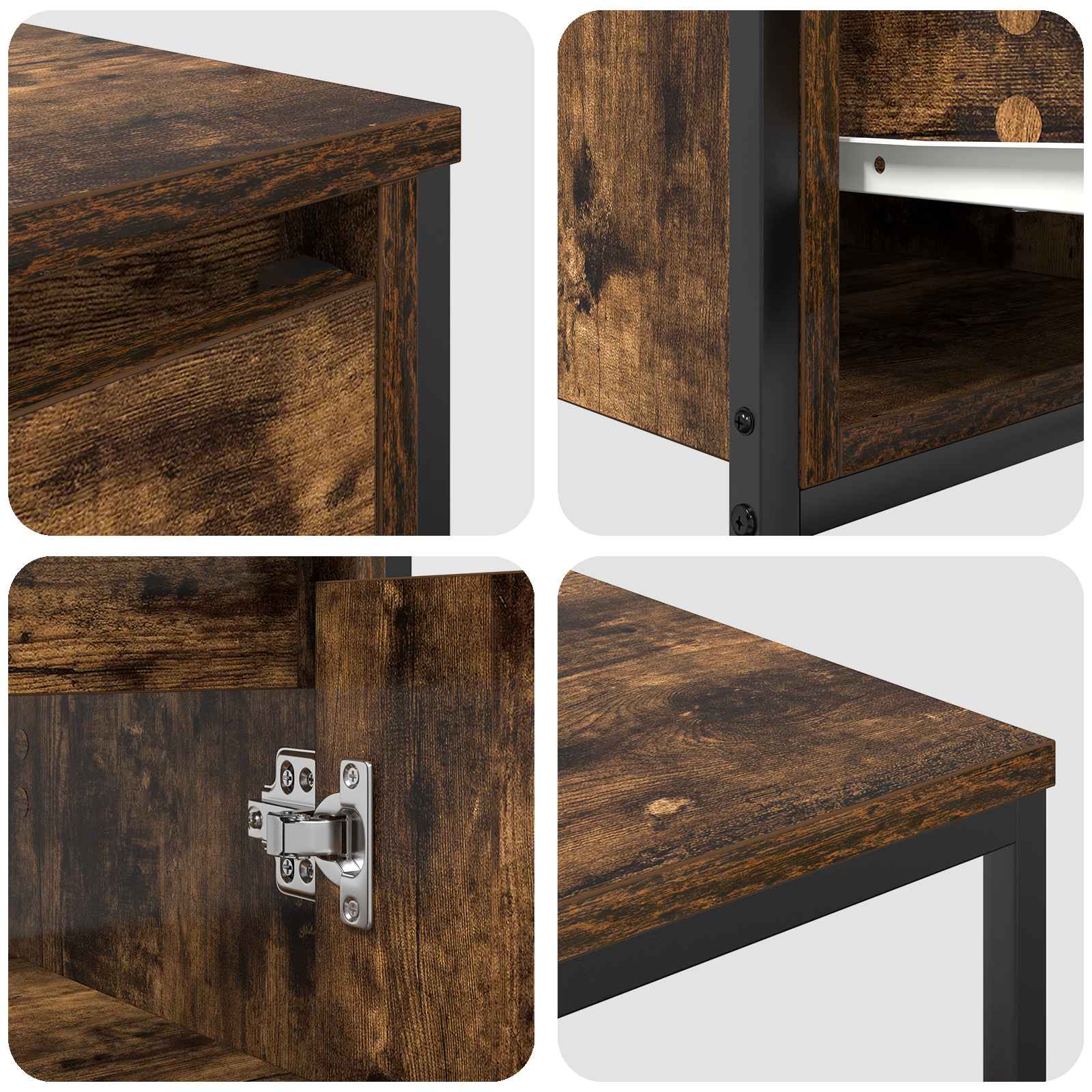 Thumbnail - vidaXL Badezimmermöbel-Set mit Tür 2 pcs Geräucherte Eiche und Schwarz