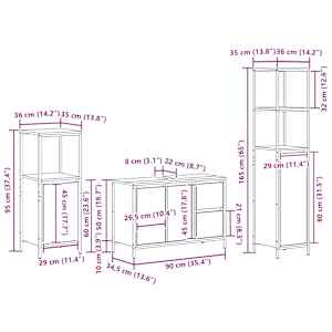 Sada koupelnového nábytku se zásuvkou 3 pcs Šedá sonoma a Černá - obrázek 12