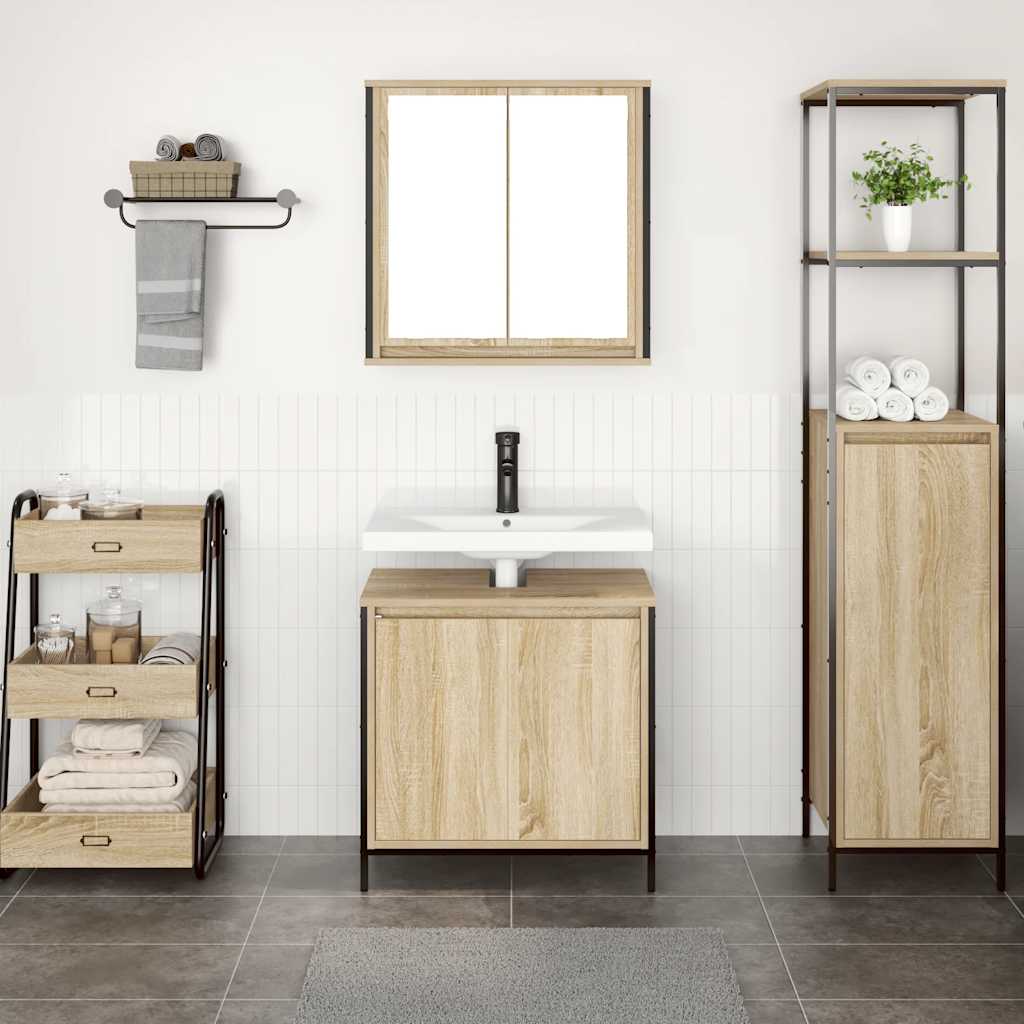 vidaXL 2-delige Badkamermeubelset bewerkt hout sonoma eikenkleurig afbeelding