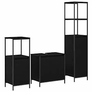 vidaXL Vannitoa m&ouml;&ouml;bleset 3 tk Must tamm 36 x 35 x 165 cm Tehispuit