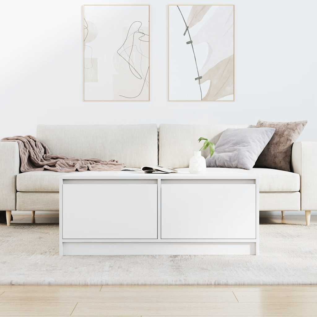 vidaXL Masuta de cafea cu sertare alb 100x100x40 cm